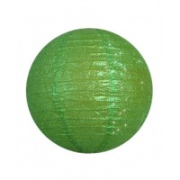 12" Paper Lanterns Round 'Green Glitter' - Regular Wire Ribbed