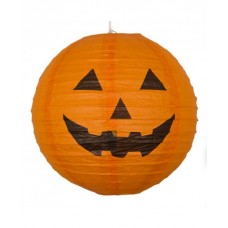 12" Paper Lantern Round Halloween Pumpkin - Regular Wire Ribbing