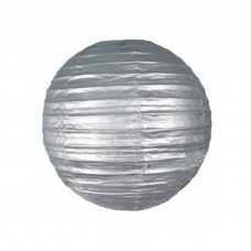 12" Paper Lanterns Round 'Silver' - Regular Wire Ribbed